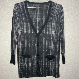 Banana Republic Merino Wool Abstract LongLine Button Down Cardigan